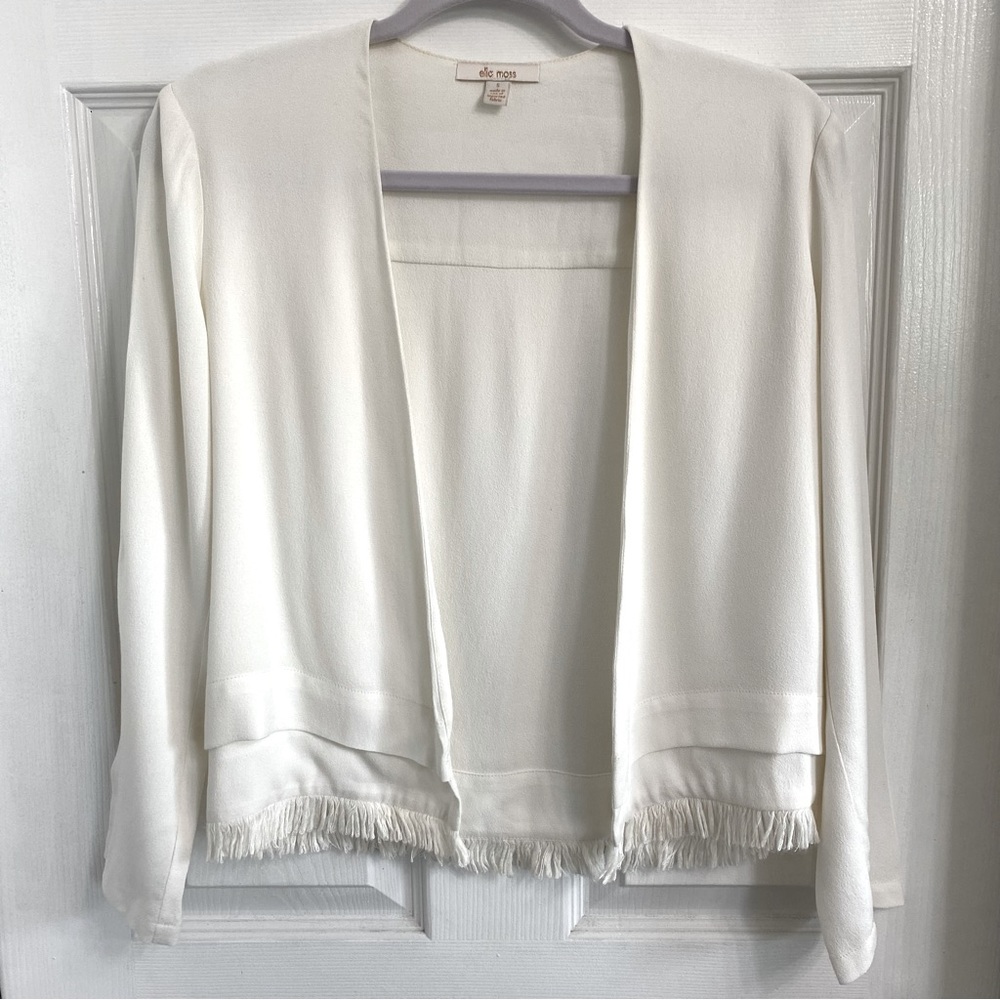 Ella Moss open lightweight jacket with fringe hem women’s small